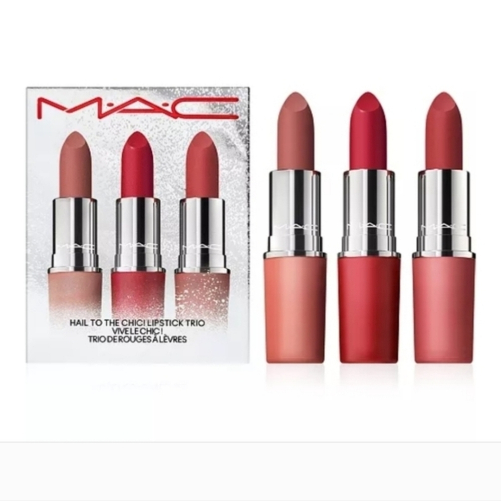 MAC Cosmetics Hail to the Chic Lipstick Trio - Nude, Red, Pink 3-pc Set Full Sz - Picture 11 of 14